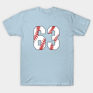 Baseball Number 63 #63 Baseball Shirt Jersey Favorite Player Biggest Fan T-Shirt